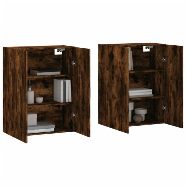 vidaXL Ντουλάπια Τοίχου 2 τεμ. Καπνιστή Δρυς 69,5x34x90cm
