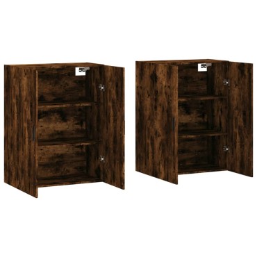 vidaXL Ντουλάπια Τοίχου 2 τεμ. Καπνιστή Δρυς 69,5x34x90cm