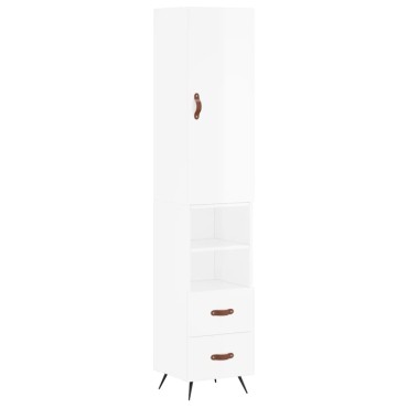 vidaXL Ντουλάπι Γυαλ. Λευκό 34,5x34x180cm από Επεξεργασμένο Ξύλο 1 τεμ.