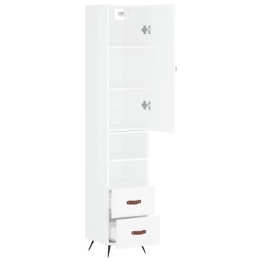 vidaXL Ντουλάπι Γυαλ. Λευκό 34,5x34x180cm από Επεξεργασμένο Ξύλο 1 τεμ.