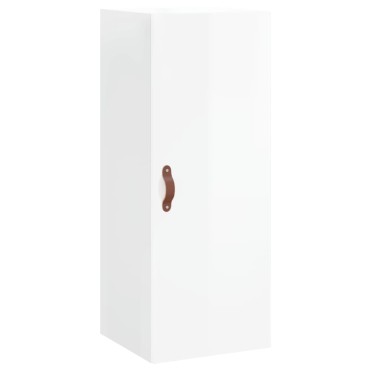 vidaXL Ντουλάπι Γυαλ. Λευκό 34,5x34x180cm από Επεξεργασμένο Ξύλο 1 τεμ.