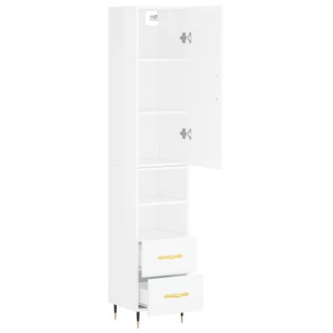 vidaXL Ντουλάπι Γυαλ. Λευκό 34,5x34x180cm από Επεξεργασμένο Ξύλο 1 τεμ.