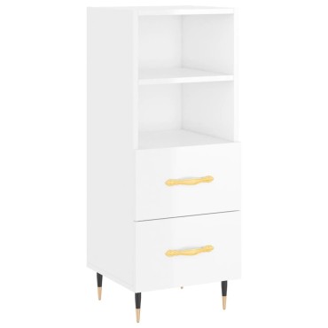 vidaXL Ντουλάπι Γυαλ. Λευκό 34,5x34x180cm από Επεξεργασμένο Ξύλο 1 τεμ.