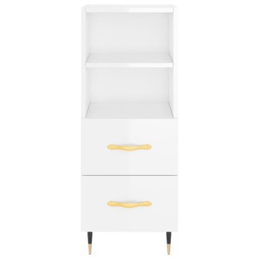 vidaXL Ντουλάπι Γυαλ. Λευκό 34,5x34x180cm από Επεξεργασμένο Ξύλο 1 τεμ.