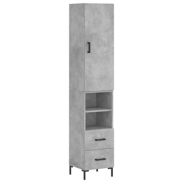 vidaXL Ντουλάπι Γκρι Σκυροδέματος 34,5x34x180cm Επεξεργασμένο Ξύλο 1 τεμ.