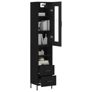 vidaXL Ντουλάπι Μαύρο 34,5x34x180cm από Επεξεργασμένο Ξύλο 1 τεμ.