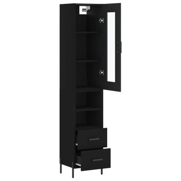 vidaXL Ντουλάπι Μαύρο 34,5x34x180cm από Επεξεργασμένο Ξύλο 1 τεμ.