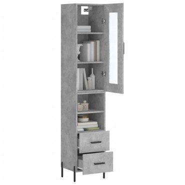 vidaXL Ντουλάπι Γκρι Σκυροδέματος 34,5x34x180cm Επεξεργασμένο Ξύλο 1 τεμ.