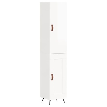vidaXL Ντουλάπι Γυαλ. Λευκό 34,5x34x180cm από Επεξεργασμένο Ξύλο 1 τεμ.