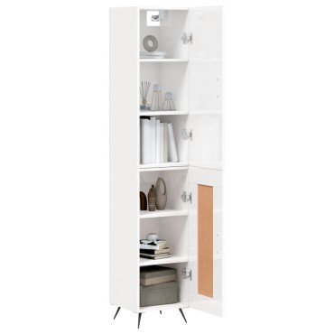 vidaXL Ντουλάπι Γυαλ. Λευκό 34,5x34x180cm από Επεξεργασμένο Ξύλο 1 τεμ.