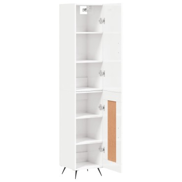 vidaXL Ντουλάπι Γυαλ. Λευκό 34,5x34x180cm από Επεξεργασμένο Ξύλο 1 τεμ.