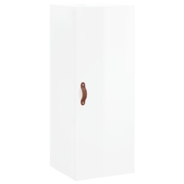 vidaXL Ντουλάπι Γυαλ. Λευκό 34,5x34x180cm από Επεξεργασμένο Ξύλο 1 τεμ.