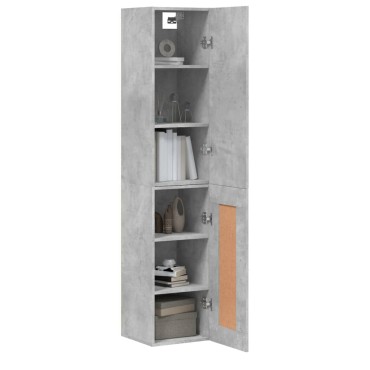 vidaXL Ντουλάπι Γκρι Σκυροδέματος 34,5x34x180cm Επεξεργασμένο Ξύλο 1 τεμ.