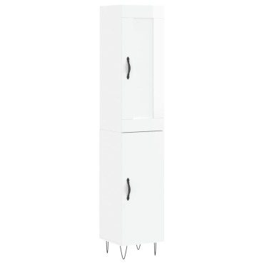 vidaXL Ντουλάπι Γυαλ. Λευκό 34,5x34x180cm από Επεξεργασμένο Ξύλο 1 τεμ.