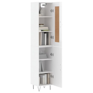 vidaXL Ντουλάπι Γυαλ. Λευκό 34,5x34x180cm από Επεξεργασμένο Ξύλο 1 τεμ.