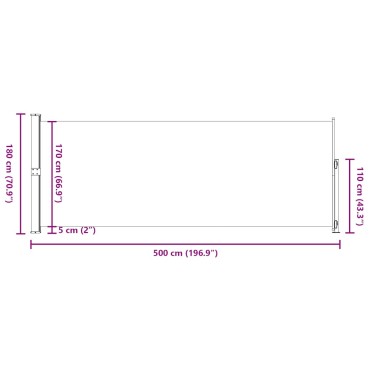 vidaXL Σκίαστρο Πλαϊνό Συρόμενο Βεράντας Κρεμ 180 x 514 εκ.
