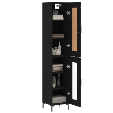 vidaXL Ντουλάπι Μαύρο 34,5x34x180cm από Επεξεργασμένο Ξύλο 1 τεμ.