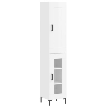 vidaXL Ντουλάπι Γυαλ. Λευκό 34,5x34x180cm από Επεξεργασμένο Ξύλο 1 τεμ.