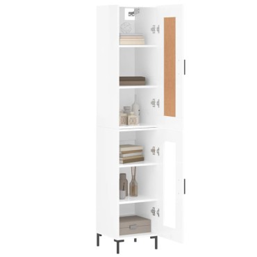 vidaXL Ντουλάπι Γυαλ. Λευκό 34,5x34x180cm από Επεξεργασμένο Ξύλο 1 τεμ.