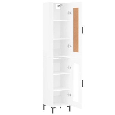 vidaXL Ντουλάπι Γυαλ. Λευκό 34,5x34x180cm από Επεξεργασμένο Ξύλο 1 τεμ.