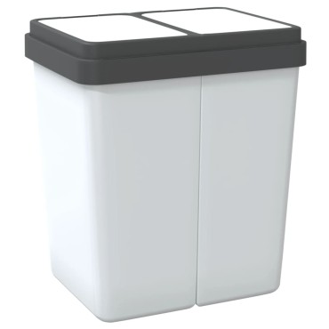 vidaXL Κάδος Απορριμμάτων Διπλός Λευκός 2 x 25 Λίτρα
