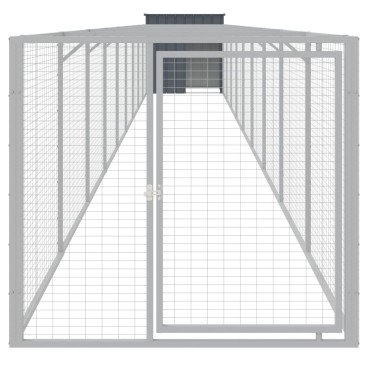 vidaXL Σπιτάκι Σκύλου με Αυλή Ανθρακί 110x1017x110 εκ. Γαλβαν. Χάλυβας