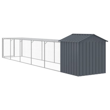 vidaXL Κοτέτσι με Περίβολο Ανθρακί 117x609x123 εκ. Γαλβαν. Χάλυβας