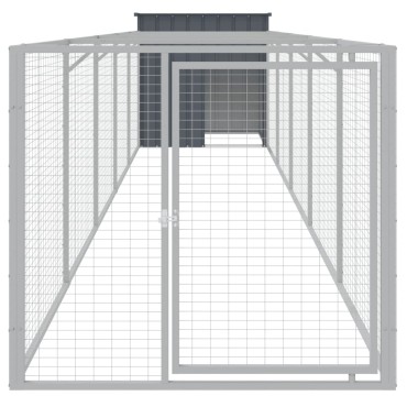 vidaXL Σπιτάκι Σκύλου με Αυλή Ανθρακί 110x609x110 εκ. Γαλβαν. Χάλυβας