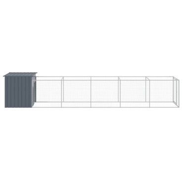 vidaXL Σπιτάκι Σκύλου με Αυλή Ανθρακί 110x609x110 εκ. Γαλβαν. Χάλυβας