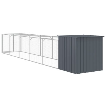 vidaXL Σπιτάκι Σκύλου με Αυλή Ανθρακί 110x609x110 εκ. Γαλβαν. Χάλυβας