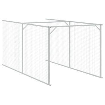 vidaXL Σπιτάκι Σκύλου με Αυλή Αν. Γκρι 110x405x110 εκ. Γαλβαν. Χάλυβας