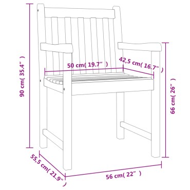 vidaXL Καρέκλες Κήπου 4 τεμ. 56x55,5x90cm από Μασίφ Ξύλο Ακακίας