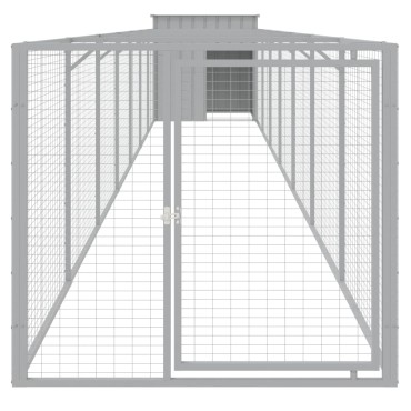 vidaXL Σπιτάκι Σκύλου με Αυλή Αν. Γκρι 110x813x110 εκ. Γαλβαν. Χάλυβας
