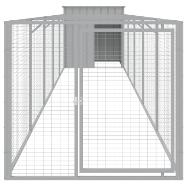 vidaXL Σπιτάκι Σκύλου με Αυλή Αν. Γκρι 110x609x110 εκ. Γαλβαν. Χάλυβας