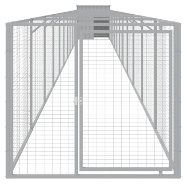 vidaXL Σπιτάκι Σκύλου με Αυλή Αν. Γκρι 110x1221x110εκ. Γαλβαν. Χάλυβας
