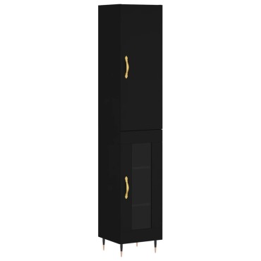 vidaXL Ντουλάπι Μαύρο 34,5x34x180cm από Επεξεργασμένο Ξύλο 1 τεμ.