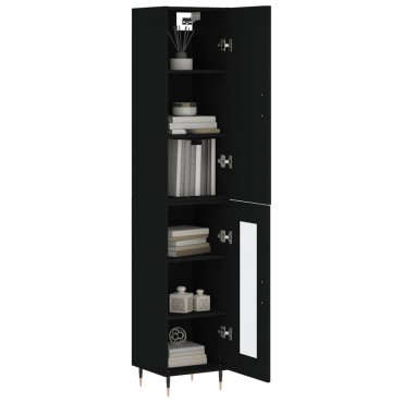 vidaXL Ντουλάπι Μαύρο 34,5x34x180cm από Επεξεργασμένο Ξύλο 1 τεμ.