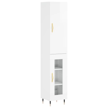 vidaXL Ντουλάπι Γυαλ. Λευκό 34,5x34x180cm από Επεξεργασμένο Ξύλο 1 τεμ.