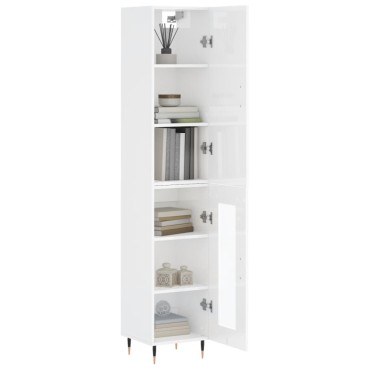 vidaXL Ντουλάπι Γυαλ. Λευκό 34,5x34x180cm από Επεξεργασμένο Ξύλο 1 τεμ.
