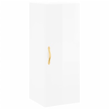 vidaXL Ντουλάπι Γυαλ. Λευκό 34,5x34x180cm από Επεξεργασμένο Ξύλο 1 τεμ.