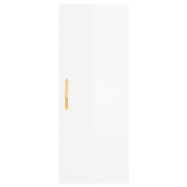 vidaXL Ντουλάπι Γυαλ. Λευκό 34,5x34x180cm από Επεξεργασμένο Ξύλο 1 τεμ.