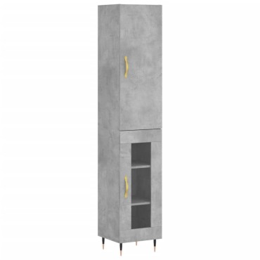 vidaXL Ντουλάπι Γκρι Σκυροδέματος 34,5x34x180cm Επεξεργασμένο Ξύλο 1 τεμ.