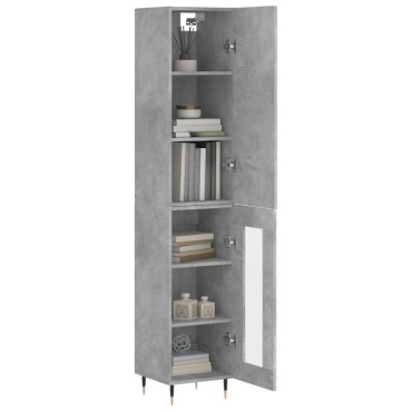 vidaXL Ντουλάπι Γκρι Σκυροδέματος 34,5x34x180cm Επεξεργασμένο Ξύλο 1 τεμ.