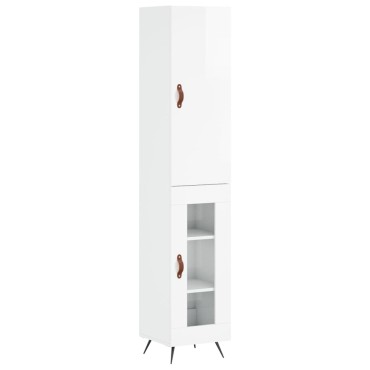 vidaXL Ντουλάπι Γυαλ. Λευκό 34,5x34x180cm από Επεξεργασμένο Ξύλο 1 τεμ.