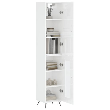 vidaXL Ντουλάπι Γυαλ. Λευκό 34,5x34x180cm από Επεξεργασμένο Ξύλο 1 τεμ.