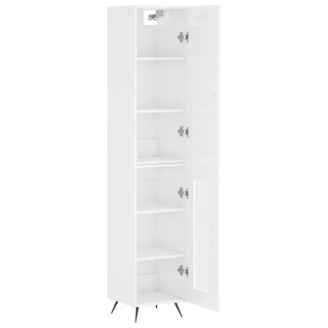 vidaXL Ντουλάπι Γυαλ. Λευκό 34,5x34x180cm από Επεξεργασμένο Ξύλο 1 τεμ.