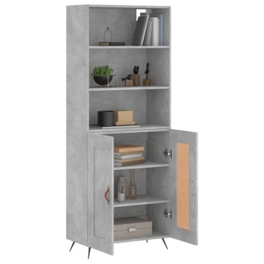 vidaXL Ντουλάπι Γκρι Σκυροδέματος 69,5x34x180cm Επεξεργασμένο Ξύλο 1 τεμ.