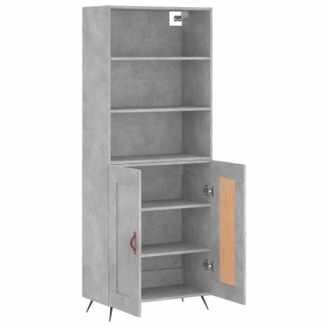 vidaXL Ντουλάπι Γκρι Σκυροδέματος 69,5x34x180cm Επεξεργασμένο Ξύλο 1 τεμ.