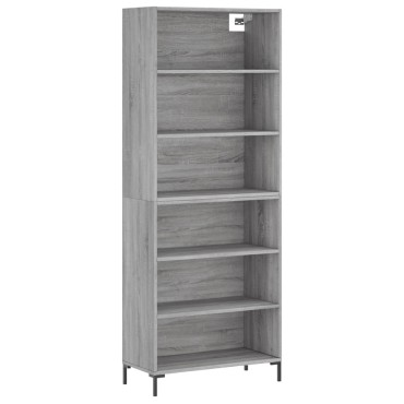 vidaXL Ντουλάπι Sonoma Γκρι 69,5x32,5x180cm Επεξεργασμένο Ξύλο 1 τεμ.