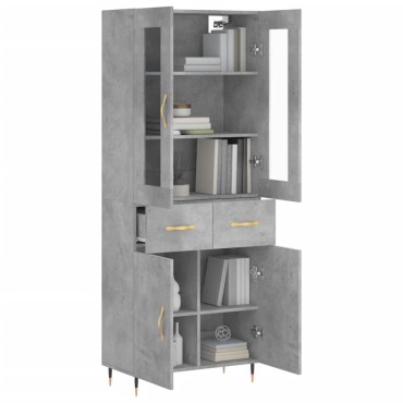 vidaXL Ντουλάπι Γκρι Σκυροδέματος 69,5x34x180cm Επεξεργασμένο Ξύλο 1 τεμ.